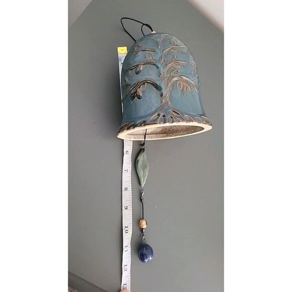 Tree of Life Ceramic Pottery Blue Whispering Bell Wind Chime NIB - Picture 11 of 15